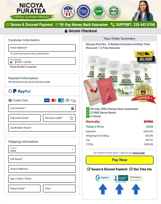 Nicoya PuraTea Checkout